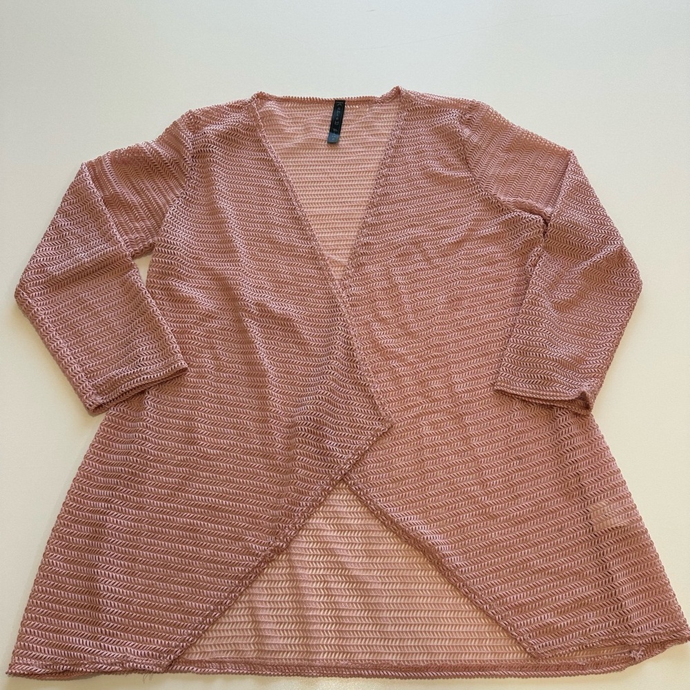 Ashley Blue Cardigan  Size S Waffle Knit Dust Pink Long Sleeve Lightweight
